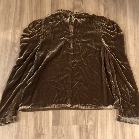 Ulla Johnson Velvet Mock Neck Ruched Blouse 4 - Picture 7 of 8